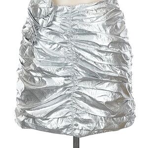 GREY LAB Metallic Silver Mini Skirt